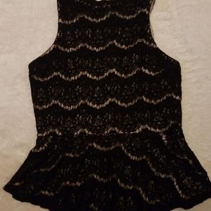Black lace sleeveless blouse